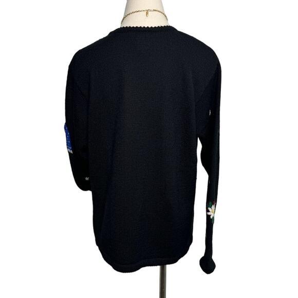 Vintage Talbots 100% wool novelty winter theme cardigan sweater size 8 medium M - Picture 4 of 9